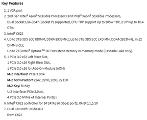 Carte mère serveur WIO exclusive MBD-X11DDW-NT avec double socket LGA-3647 (Socket P) Intel C622, prise en charge DDR4, nouvelle livraison rapide disponible - Product Image 4