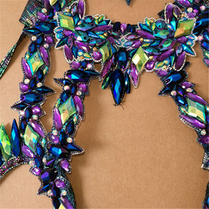 Mono de malla de lujo para actuaciones escénicas, con cuello alto y manga larga, disfraz de baile para mujer, para desfiles, <span class=keywords><strong>carnaval</strong></span>, uso diario, OEM 5XL - Product Image 2