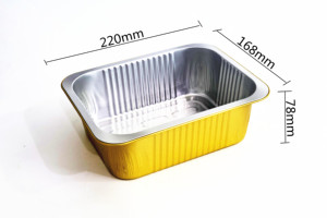 Nhà Máy bán hàng trực tiếp lò vi ba cấp thực phẩm bột giấy đúc hình chữ nhật vàng Sâu Nhôm lá Hộp Ăn Trưa 1800ml <span class=keywords><strong>container</strong></span> - Product Image 2