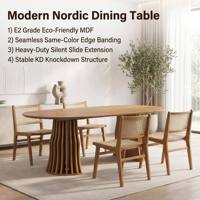 Table à manger extensible ovale ronde de luxe moderne 1200-2200 mm, 6-8 places, plateau en MDF, rail silencieux robuste pour usage hôtelier, vente en gros