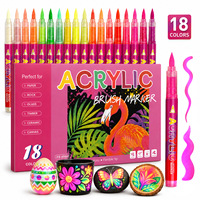 Marqueurs acryliques liquides directs 18 couleurs disponibles pour la papeterie scolaire, cadeau idéal pour artistes, bricolage créatif, stylo marqueur acrylique