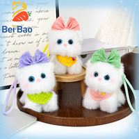 Porte-clés en peluche chat mini 4 pouces avec nœud, accessoire de sac Kawaii en stock pour boutique de cadeaux haut de gamme