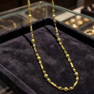 Venta al por mayor 14K 18K 24K Micro Tubo chapado en oro con cadena de bolas, Diseño de cadena de tubo único, Tubo con cadena estilo bola Cadena de moda - Product Image 1