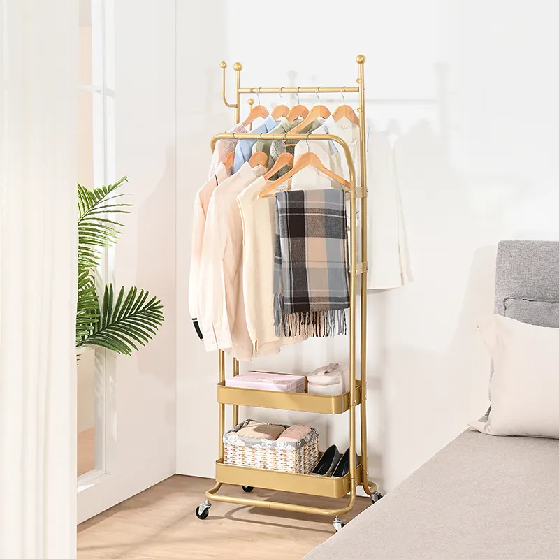 New Type Double Pole Clothes Hanger Laundry Metal Double Pole Clothes Hanger Coat Stand Dry Shoes Coat Rack