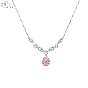 New Arrival High-end Luxury Handmade Shiny Pink Diamond Necklace Jewelry 18K <b>Solid</b> <b>Gold</b> Real Natural Diamonds <b>Pendant</b> Necklace - Product Image 1
