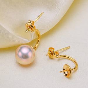 S925 <b>Silver</b> DIY Pearl Accessory Fashionable <b>Stud</b> Earrings with 6-9mm Round Pearl 2303 for Two Uses - Product Image 1