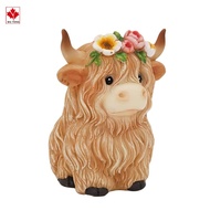 Highland vache Gnome résine Statue marron petit troupeau de vaches pour printemps été jardin ornement Cottage cadeau plateau statuette à plusieurs niveaux
