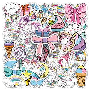 51 Pezzi Adesivi Rosa per Bambine con <span class=keywords><strong>Cavalli</strong></span> Arcobaleno, Carini ed Energetici, per Decorazione Pareti Stanza Gioco Fai-da-Te - Product Image 2