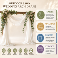 Dekorasi Pernikahan Outdoor Mori, Tirai Chiffon untuk Gapura Pernikahan, Kain Latar Belakang, Kustomisasi