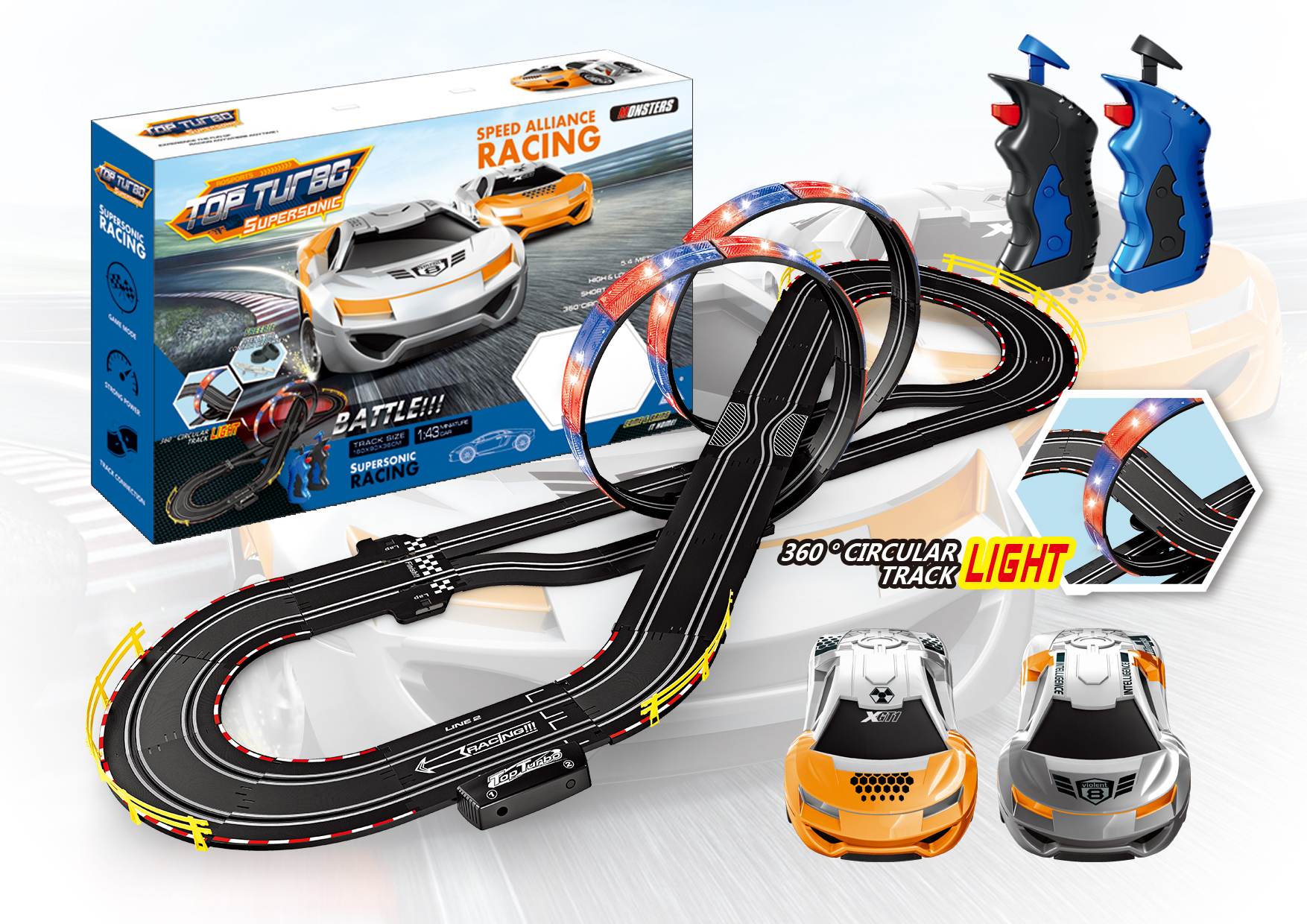 Slot Car Set 2023 - High Quality Racing DIY Track 3 in 1