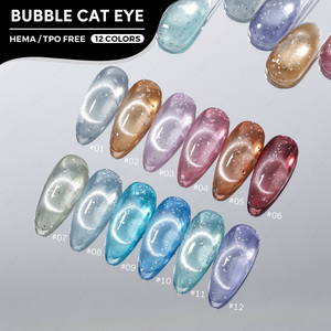 JTING Crystal - Esmalte de Uñas en Gel de Ojo de Gato con Burbujas de 12 Colores, Sin HEMA/TPO, Magnético Dual, de Larga Duración, UV, OEM - Product Image 1