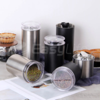 Bocaux de conservation alimentaire en acier inoxydable coloré personnalisé avec revêtement noir, contenants de stockage hermétiques en acier inoxydable