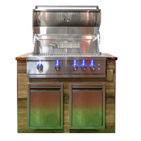 Vente en gros Barbecue au gaz propane à 4 brûleurs Barbecue extérieur avec LED et rôtissoire