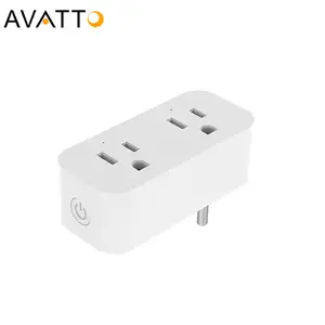 Avatto Remote Control 15a 1800W Dual Tuya Wifi Smart Wall Soket Daya US Wifi Smart Plug dengan Tuya App