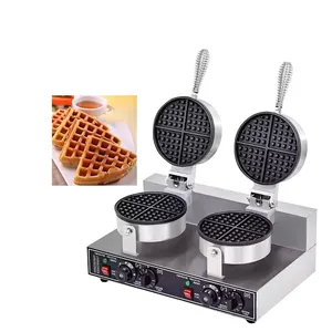 Commercial Double-Headed Waffle Oven and Muffin Machine Plaid Design with 1-Year Warranty for Restaurant and Hotel Use