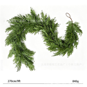 Guirnalda navideña Jin Cheng de 180 cm, corona artificial de ciprés verde, adorno decorativo colgante para decoración navideña - Product Image 3