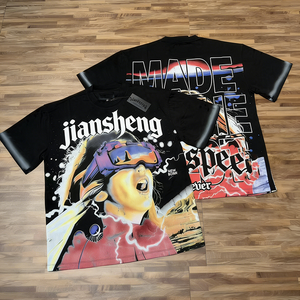 <span class=keywords><strong>T</strong></span>-<span class=keywords><strong>shirt</strong></span> a maniche corte in cotone <span class=keywords><strong>vintage</strong></span> lavato con stampa teschio Godspeed <span class=keywords><strong>Rock</strong></span> Street per coppie, 100% lavorazione a maglia - Product Image 6