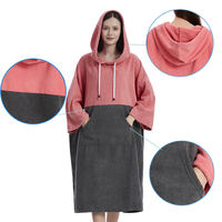 Serviette à capuche recyclée à séchage rapide sans sable/poncho de surf-taille adulte avec poche