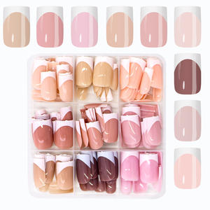 Ensemble de 216 faux ongles blancs de style français, carrés, courts, gradués, simples, pré-faits, couvrant entièrement les ongles, design de pointes de doigts de style salon - Product Image 5