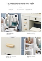 Ensemble de coiffeuse blanche de luxe avec miroir LED, table de maquillage avec tiroirs et tabouret pour chambre à coucher