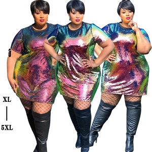 Abiti <span class=keywords><strong>Sexy</strong></span> <span class=keywords><strong>Taglie</strong></span> <span class=keywords><strong>Forti</strong></span> alla Moda, <span class=keywords><strong>Vestiti</strong></span> con Paillettes per Discoteca e Cerimonie - Product Image 1