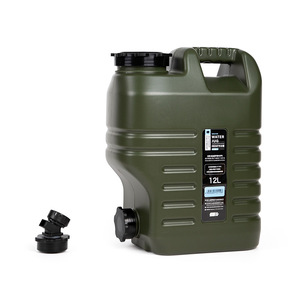 Cubo de agua para acampar al aire libre, 12L 18L, de plástico verde militar, ligero, con grifo y cepillo de esponja para almacenamiento en viajes en coche. - Product Image 2