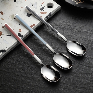 Cuillère à dessert coréenne à long manche en acier inoxydable 304 DFU0168, cuillère à glace d'été, cuillère à café, cuillère à mélanger - Product Image 5