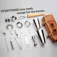 Camol – Nouveaux Kits de Barman 16 Pièces en Acier Inoxydable : Shaker Boston, Jigger à Bord Roulé, Cuillère à Cocktails, Muddler, Sac de Transport – 750ml/600ml