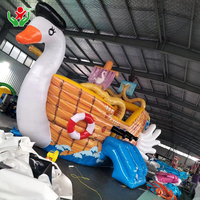 Tobogán Acuático Inflable Pirata Ladrón Volador, Castillo Pirata con Piscina de Chapoteo, PVC Resistente para Niños, Alquiler para Fiestas de Carnaval