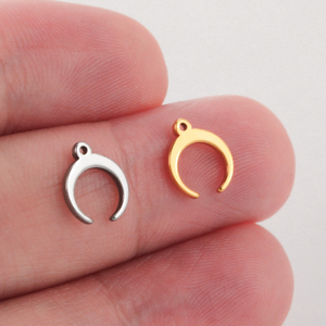 Mini-breloques lune et étoile, <span class=keywords><strong>pendentif</strong></span> croissant en acier inoxydable pour la fabrication de bijoux, colliers, bracelets, cadeaux, bijoux fins DIY - Product Image 6