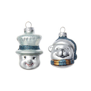 Ornements de maison en verre mignon arbre de Noël festif ornements suspendus <span class=keywords><strong>petit</strong></span> ours bonhommes de neige pendentif décoration de vacances - Product Image 1