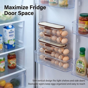 3-Tier Self-Rolling Food Grade Eco-Friendly Durable PET+PP Plastic Egg Organizer with Modern Design for <b>Fridge</b> Kitchen Use - Product Image 5
