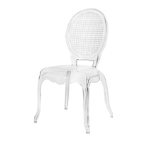Chaise en résine acrylique transparente de luxe, chaise en plastique transparente imperméable, design transparent pour mariage