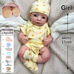 17 "squisita bambola bambina in Silicone dagli occhi grandi può mettere il ciuccio con la bocca aperta giocattoli da collezione - Product Image 5