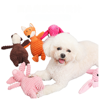 Jouets pour chiens en coton durable, corduroy résistant, en forme d'animaux, peluche couineuse, avec fonction de jeu sonore pour grands chiens