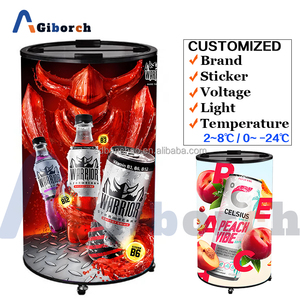 Réfrigérateur <span class=keywords><strong>mobile</strong></span> en forme de baril avec couvercle en verre à rabat lumineux LED, congélateur, CE nécessaire pour la promotion de la marque de boissons - Product Image 4