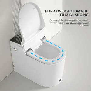 Nouveau design, couvercle intelligent à levage automatique, protection en mousse dense, chauffage de siège, remplacement automatique de la nappe de protection, S-trap, montage au sol, télécommande - Product Image 4