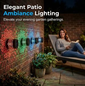Nouveau <span class=keywords><strong>projecteur</strong></span> <span class=keywords><strong>solaire</strong></span> Mandala 2026 pour jardin, lumière extérieure à changement de couleur pour terrasse, marches et motifs, applique murale <span class=keywords><strong>solaire</strong></span> pour patio et cour arrière - Product Image 3