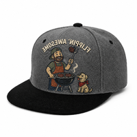Casquette de baseball brodée Flippin Awesome, bicolore gris et noir, visière incurvée, pour barbecue, vente en gros
