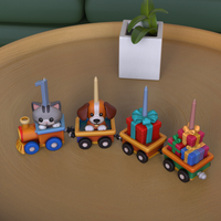 Porte-bougie d'anniversaire en résine écologique en forme de train, chaton, chiot, décoration d'intérieur, numéro personnalisable, fête d'enfants, 7 pouces de haut