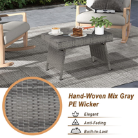 Table d'appoint rectangulaire en osier de haute qualité, pliable, en rotin, pour meubles de patio
