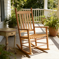 Fauteuil à bascule en bois de peuplier style ferme, mobilier d'intérieur haut de gamme et écologique pour salon et chambre à coucher, idéal pour la détente
