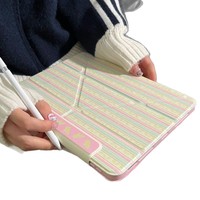 Étui pour tablette iPad Pro 11 pouces de style coréen avec nœud rayé, compatible avec Air7, magnétique, ProY pliable, 10e génération, rigide, 13 pouces