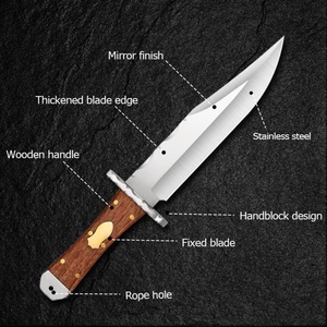 Cuchillo utilitario DIY de punta recta para camping, hoja de acero inoxidable, mango de madera, 20 cm, 4 mm de grosor, OEM personalizable - Product Image 5