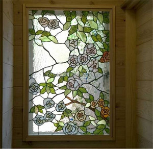 Chaîne de fer de conception Rose de Style campagnard personnalisé Tiffany vitrail panneau de fenêtre suspendu pour mur et fenêtre - Product Image 3