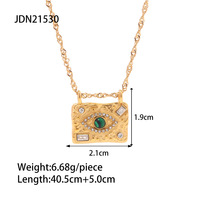 Bracelet en acier inoxydable plaqué or vintage sans ternissement rond vert pierre naturelle Malachine Eye Design pour les femmes