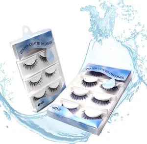 Water Self-Stick False Eyelashes 4 Pairs Of False Eyelash Can Be Reused Full Strip Aqua Water Activated Lashes