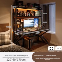 Bureau d'ordinateur, bureau de jeu et ensemble chaise, bureau à domicile pour chambre, table intégrée avec étagère