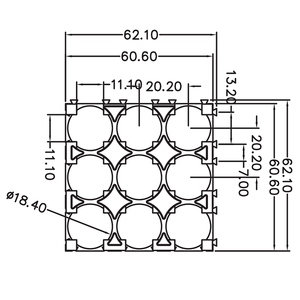 Soporte de Batería OEM, Espaciador de Baterías 18650, Paquete de Celdas ABS, Soporte para 3x3 Baterías 18650 - Product Image 3