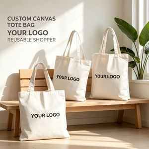 Custom Promotion Embroidered Oil Painting Printed Sturdy Handbag Business Event Gift <b>Bags</b> With Logo Canvas Tote - Product Image 1